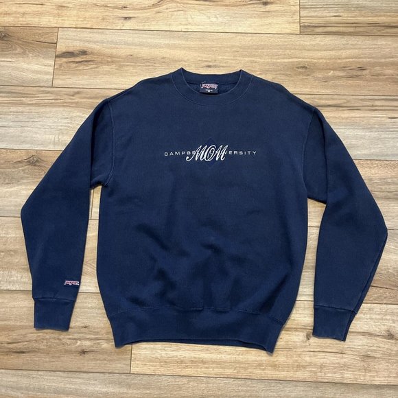 Jansport Campbell University Sweatshirt SZ Medium Navy Vintage 90s USA Made - Picture 1 of 9